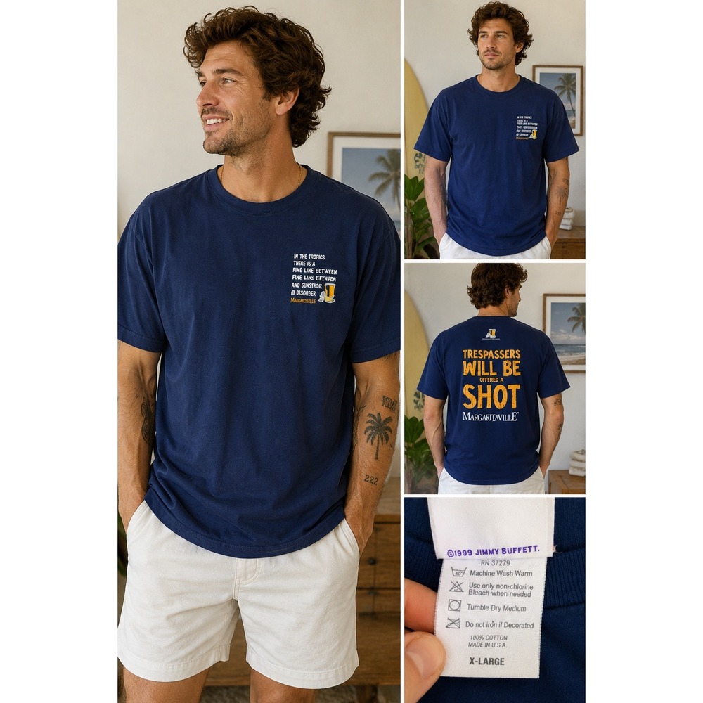 Margaritaville T-Shirt Navy Blue Graphic Cotton Vintage 1999 XL